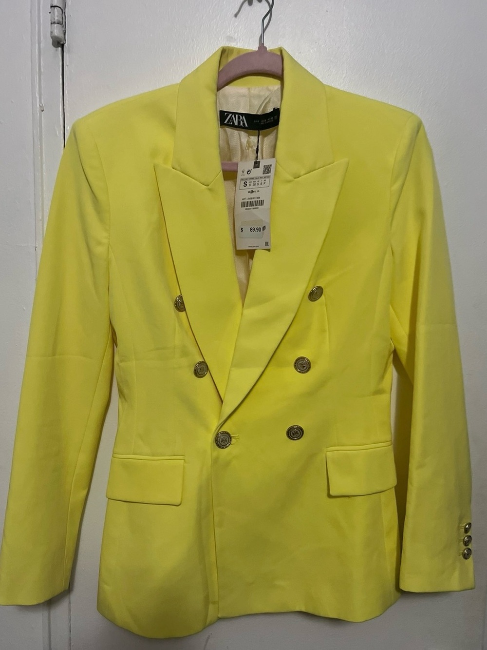 ZARA Bright Yellow Double-Breasted Blazer